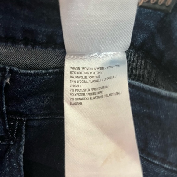 Women With Control Tummy Control Size 16P Wide Leg Crop Stretch Dark Blue Jeans - Picture 5 of 8